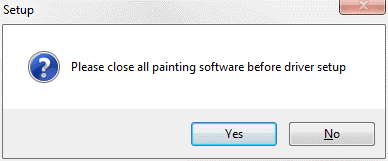 GAOMON driver setup prompt box ‘Please close all painting software before driver setup’