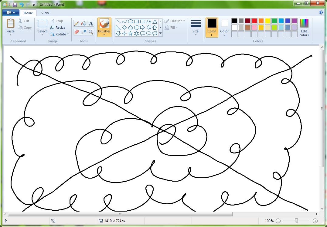 draw circles and diagonal lines in Paint to troubleshoot for GAOMON PD1560