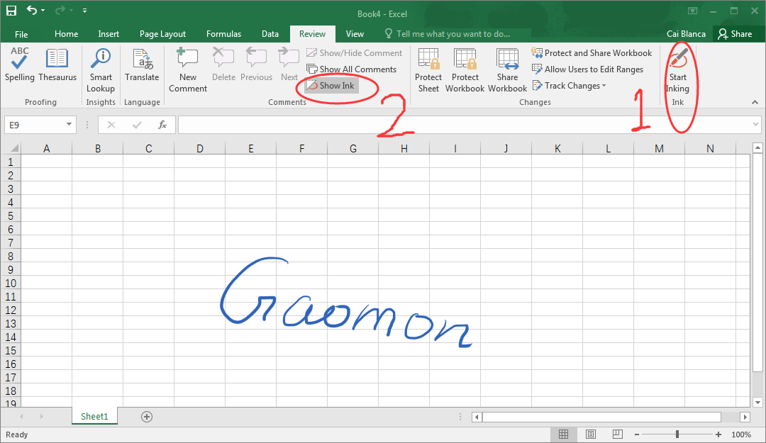an example to show how to use GAOMON tablet and start inking to write freely words in Excel