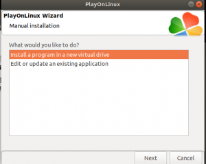 Select ‘Install a program in a new virtual drive’ -- run GAOMON on Linux