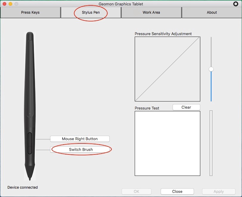 krita pen pressure not working