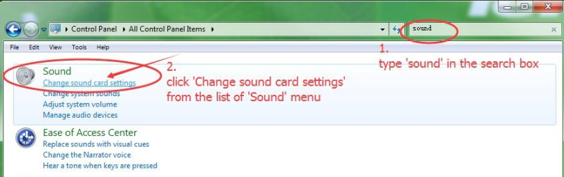 select 'Change sound card settings'