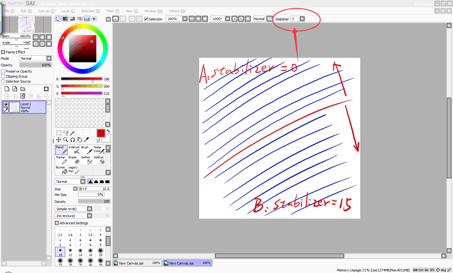 paint tool sai stabilizer not working