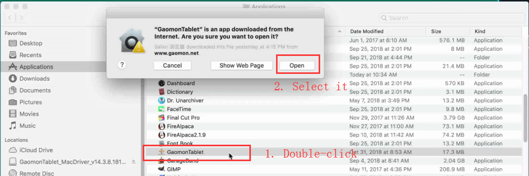 Double click to open GAOMON driver