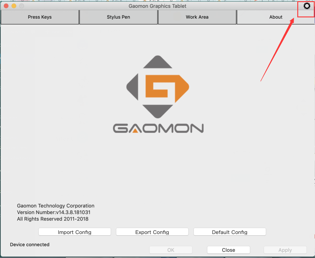 uninstall GAOMON driver by using the gear