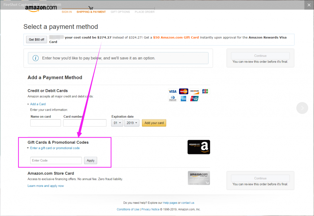 where to enter gift code on US & CA Amazon - blog.gaomon.net