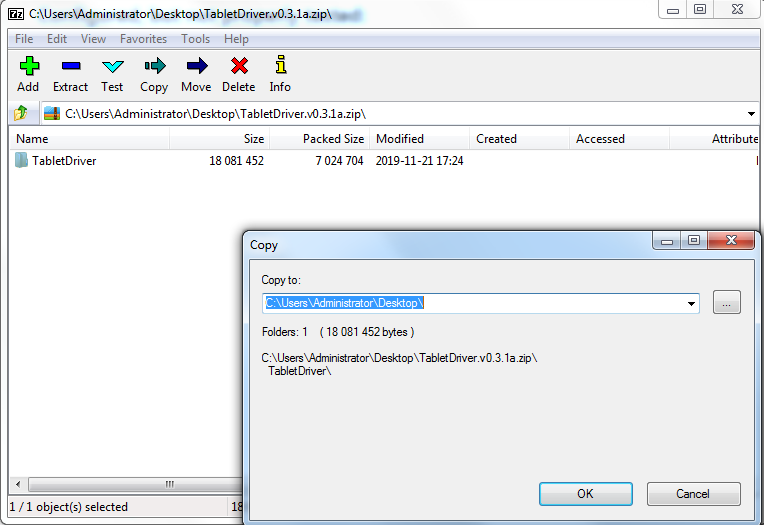 Unzip the tablet driver