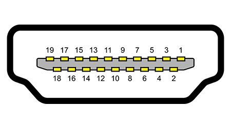 19 pins of a standard HDMI port
