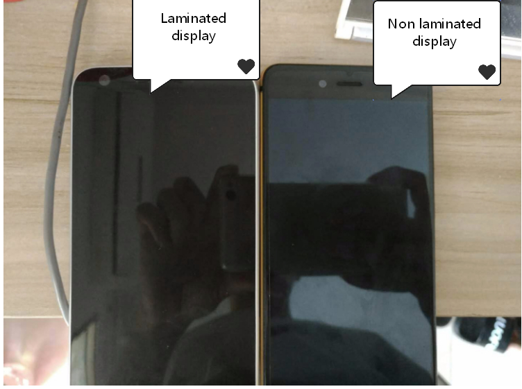contrast of laminated screen and non laminated one