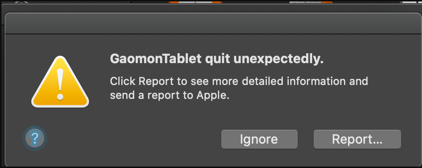 gaomon tablet driver quit working suddenly in Mac OS 10.15