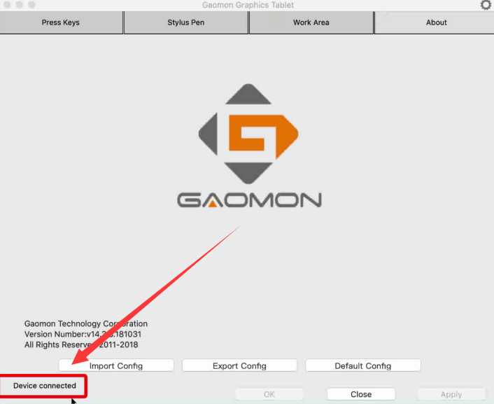 GAOMON driver device connected