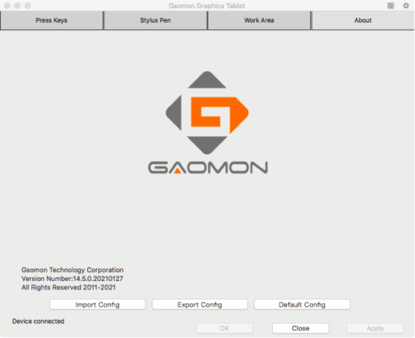 GAOMON driver interface